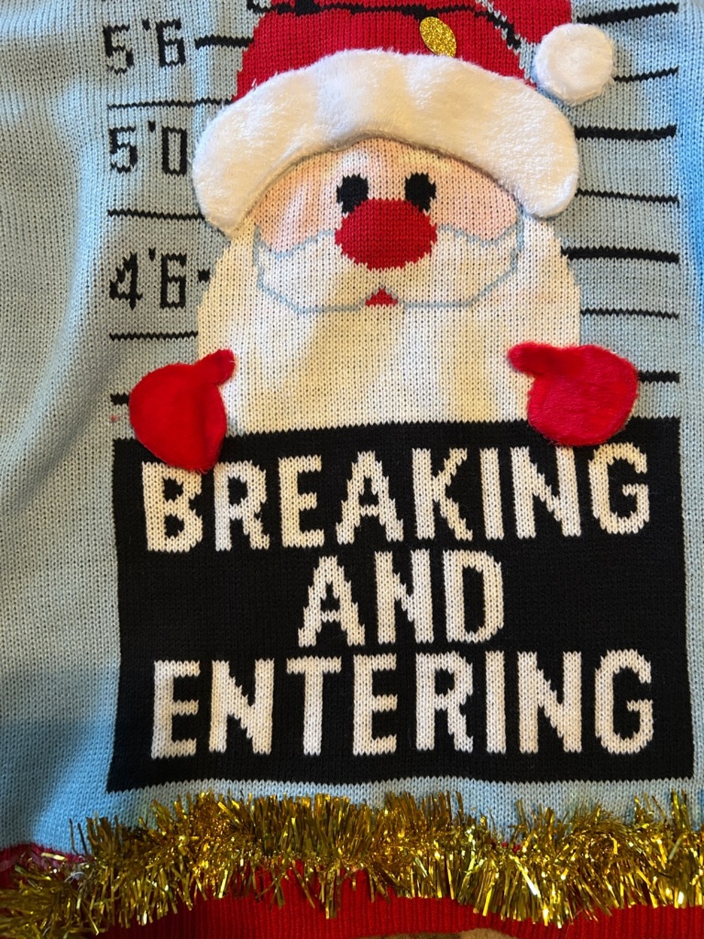 Women’s large Holiday Santa Mugshot Sweater - - Picture 2 of 6